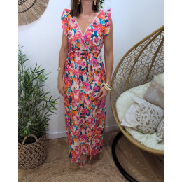  Robe longue femme fleurie multicolore Solange