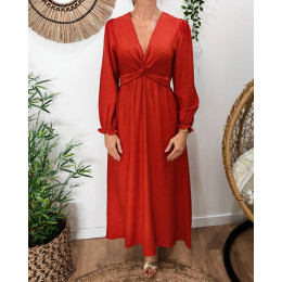  Robe longue femme terracotta manches longues Clothilde