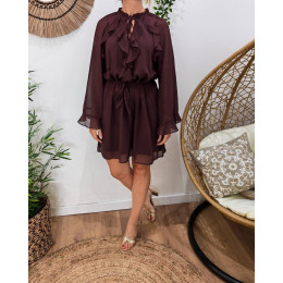  Robe courte femme marron à volants Eugénie