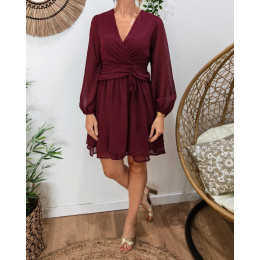  Robe courte femme unie rouge bordeaux Gabrielle
