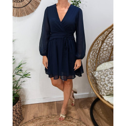  Robe courte femme unie bleu marine Gabrielle