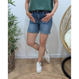 Short en jean femme bleu moyen délavé coupe confort