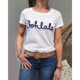 T-Shirt blanc Oohlala marine