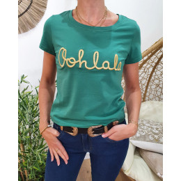 T-Shirt femme vert Oohlala doré