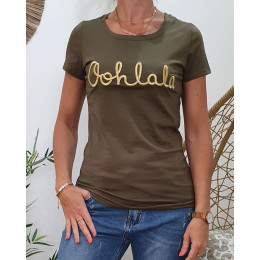 T-Shirt femme kaki Oohlala doré