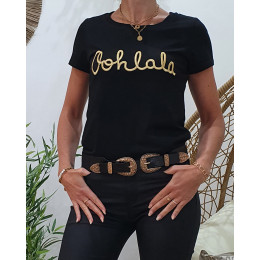 T-Shirt femme noir Oohlala doré