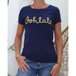 T-Shirt femme marine Oohlala doré