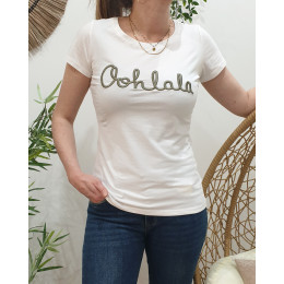 T-Shirt blanc Oohlala kaki