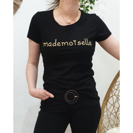 T-Shirt noir Mademoiselle doré