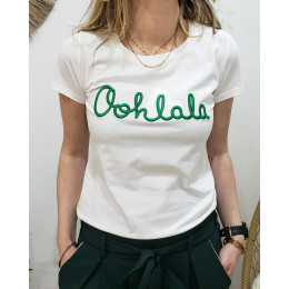 T-Shirt femme blanc Oohlala vert