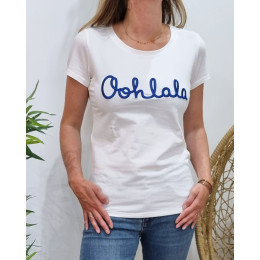 T-Shirt blanc Oohlala bleu roi