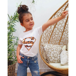T-shirt enfant blanc superman léopard