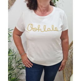 T-Shirt grande taille blanc Oohlala doré