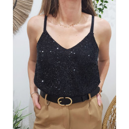 Top femme noir à sequins