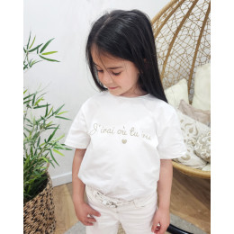 T-Shirt enfant champagne J'irai où tu iras doré