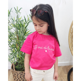 T-Shirt enfant rose J'irai où tu iras doré