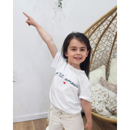 T-Shirt enfant blanc P'tit amour marine