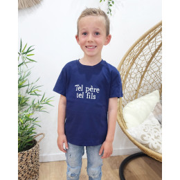 T-Shirt enfant marine Tel père tel fils blanc