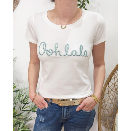 T-Shirt femme blanc Oohlala vert agate