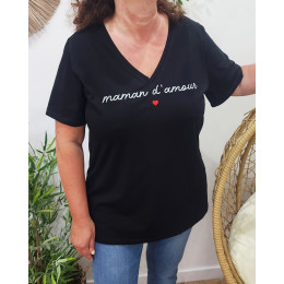 T-Shirt femme noir Maman d'amour