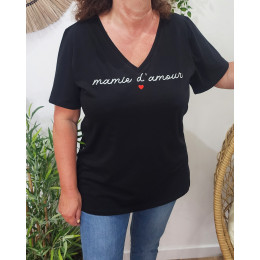 T-Shirt femme noir Mamie d'amour
