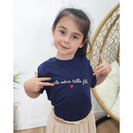 T-Shirt enfant bleu marine Telle mère telle fille blanc