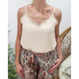 Top à bretelles femme beige Rosaria