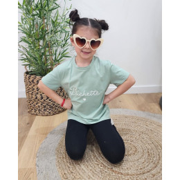 T-Shirt enfant vert agate broderie bichette blanche