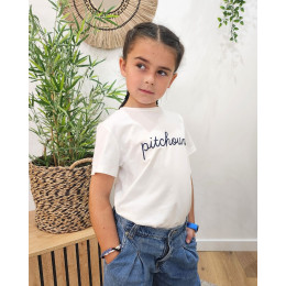 T-Shirt enfant blanc pitchoun marine