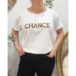 T-shirt femme broderie Chance léopard