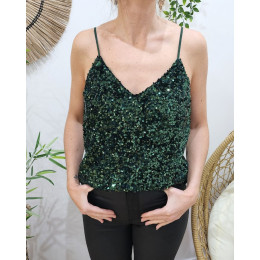 Top femme à sequins verts Amal