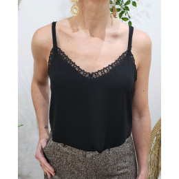 Top femme à bretelles noir Délia