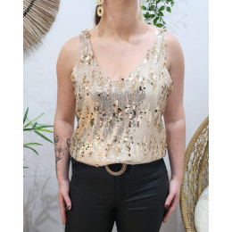 Top femme doré à sequins Cassiane