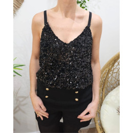 Top femme à sequins noirs Amal