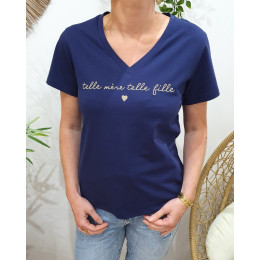 T-Shirt femme marine Telle mère telle fille doré