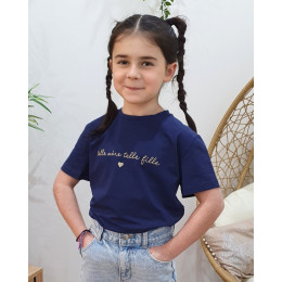 T-Shirt enfant marine Telle mère telle fille doré