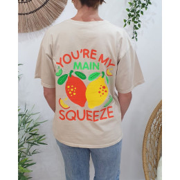 T-shirt femme beige Squeeze orange jaune vert