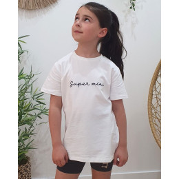 T-Shirt enfant blanc Super mini bleu marine