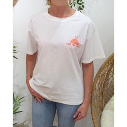 T-Shirt femme blanc Take me to the beach