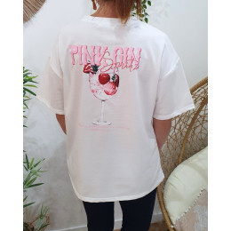 T-Shirt femme blanc Pink Gin Spritz rose