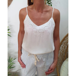Top femme à bretelles blanc Isaé
