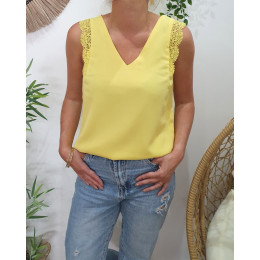 Top femme jaune dentelle Adrienne