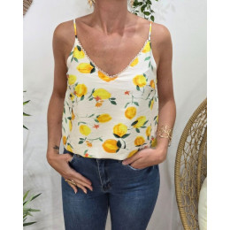 Top femme à bretelles citron
