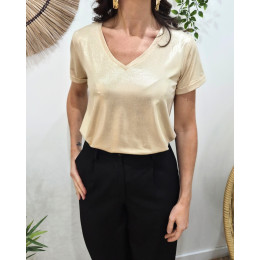 T-Shirt femme doré irisé