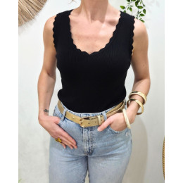 Top femme côtelé noir Lucilla