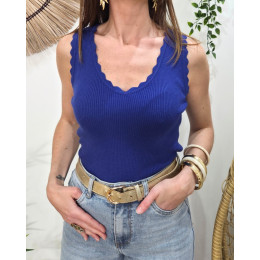 Top femme côtelé bleu roi Lucilla
