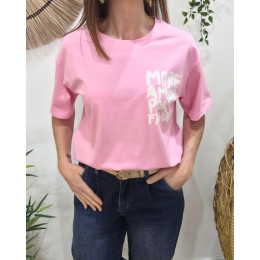 T-shirt femme rose baby more amor por favor