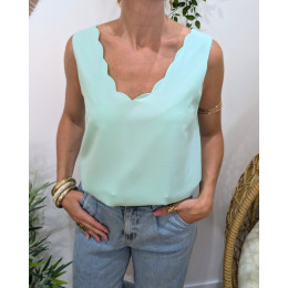 Top femme vert d'eau dos boutonné Célestia