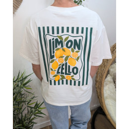 T-shirt femme blanc et vert limoncello