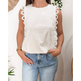 Top femme blanc élastiqué Diana
